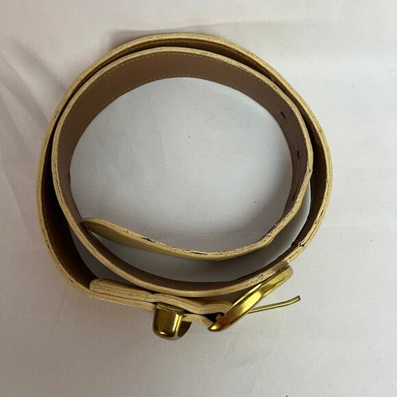 Vintage Joan & David Too Yellow Leather Pebble Belt Quiet Luxury Women M USA 90s main image 9